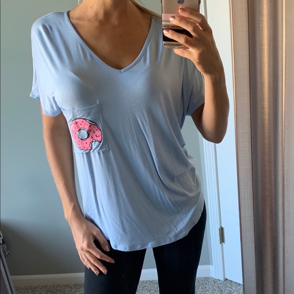 Tops - Light Blue Donut Graphic Tee